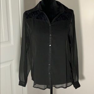 Pretty sheer blouse with lace on top NWOT